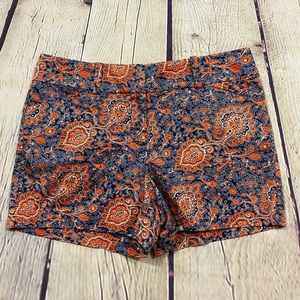 Ann Taylor Loft Paisley Blue And Orange Shorts, 12 Petite